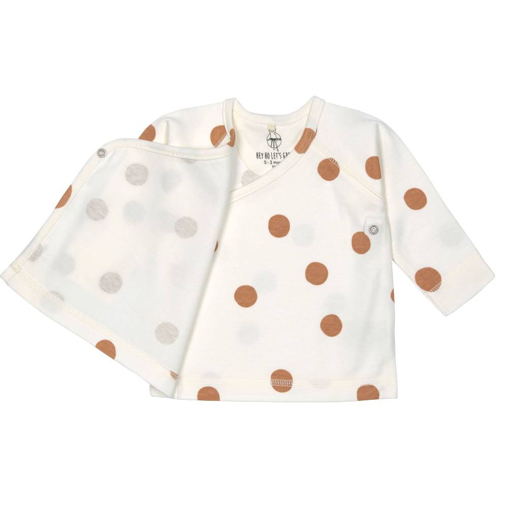 Lässig Baby Wickelshirt - Bio Baumwolle, Big Dots, Beige Outlet