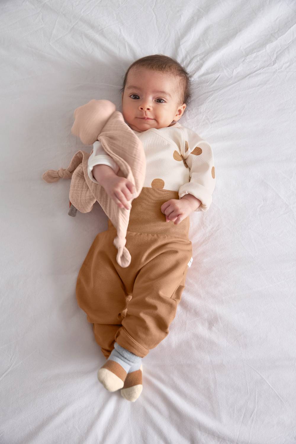 Lässig Baby Wickelshirt - Bio Baumwolle, Big Dots, Beige Outlet