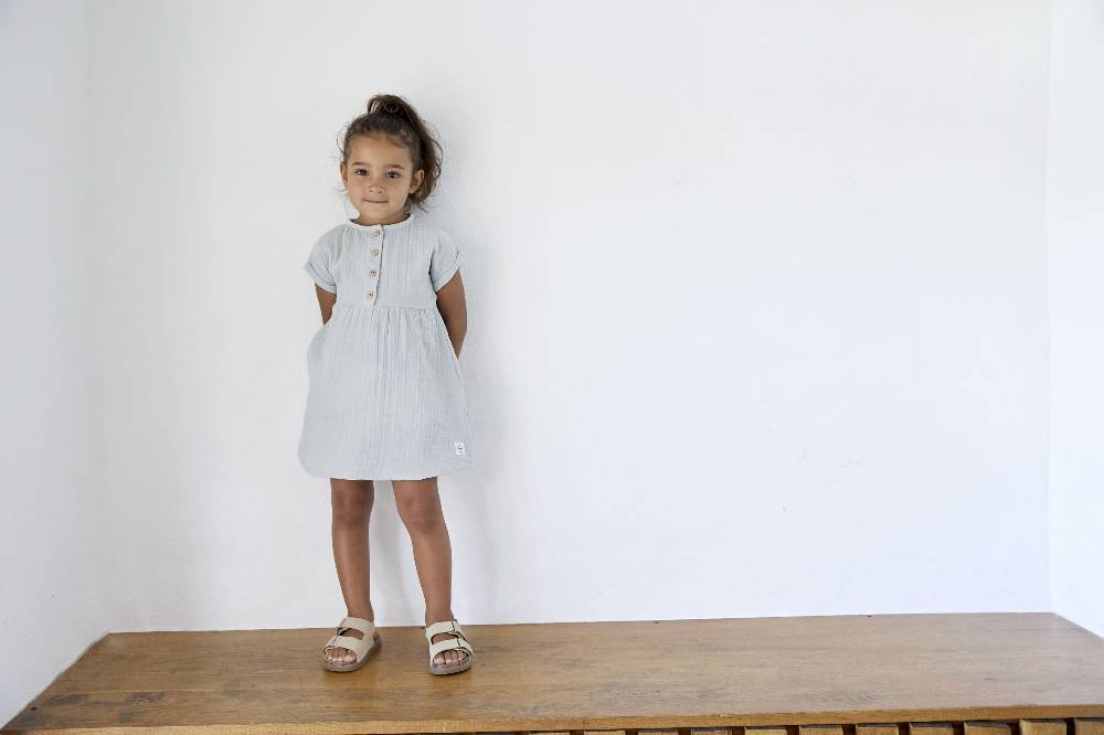 Lässig Musselin Kinderkleid - Bio Baumwolle, Blau Exklusivangebot