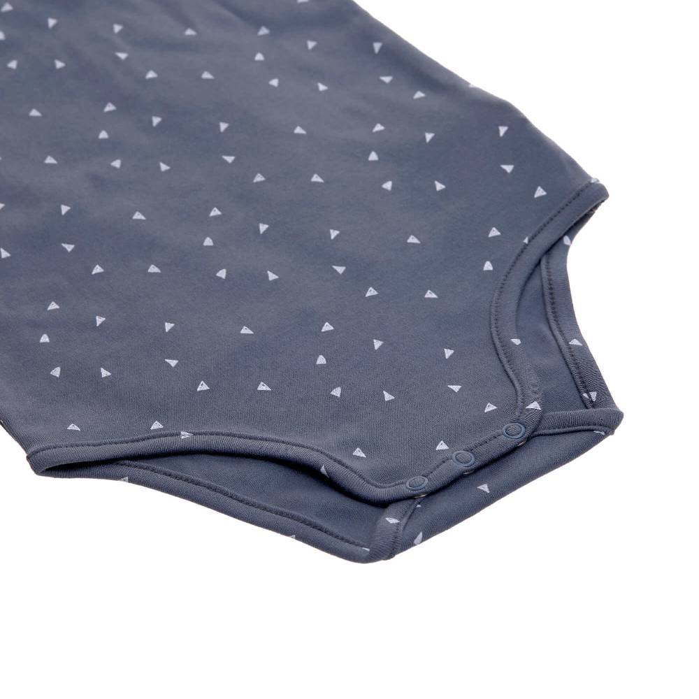 Lässig Baby Body kurzarm - Bio Baumwolle, Dreiecke, Blau Saisonschlussverkauf