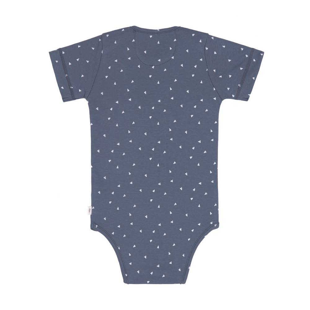 Lässig Baby Body kurzarm - Bio Baumwolle, Dreiecke, Blau Saisonschlussverkauf