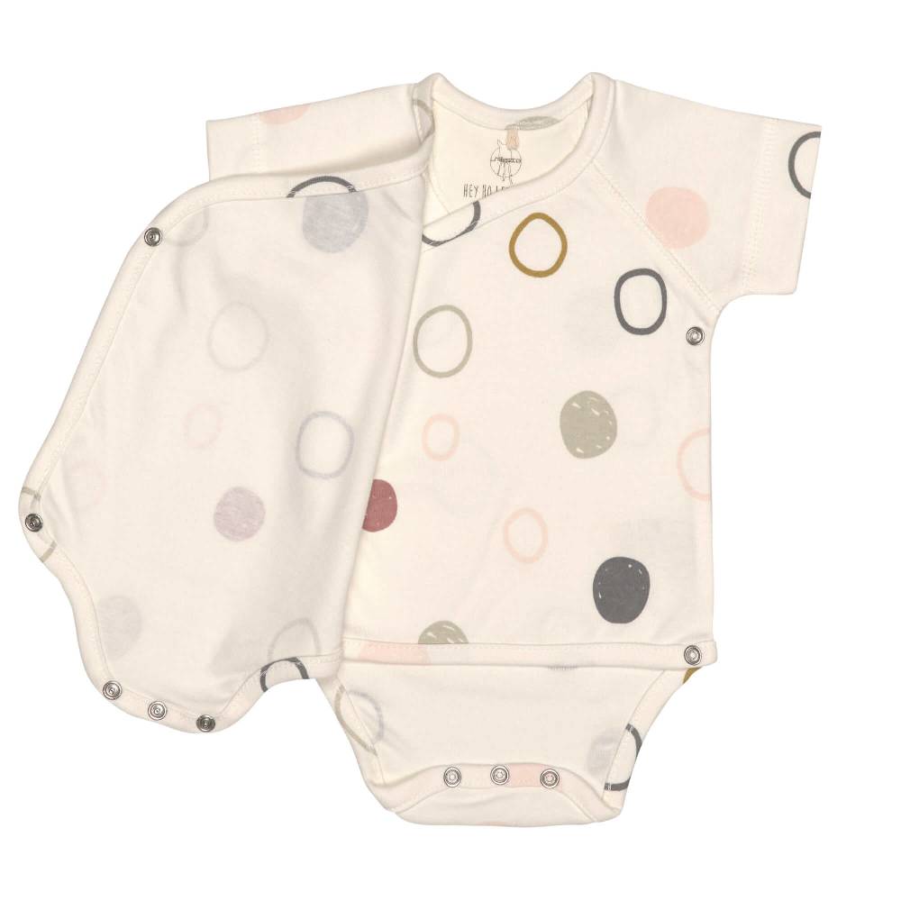 Lässig Baby Wickelbody kurzarm - Bio Baumwolle, Kreise, Beige Exklusive Angebote