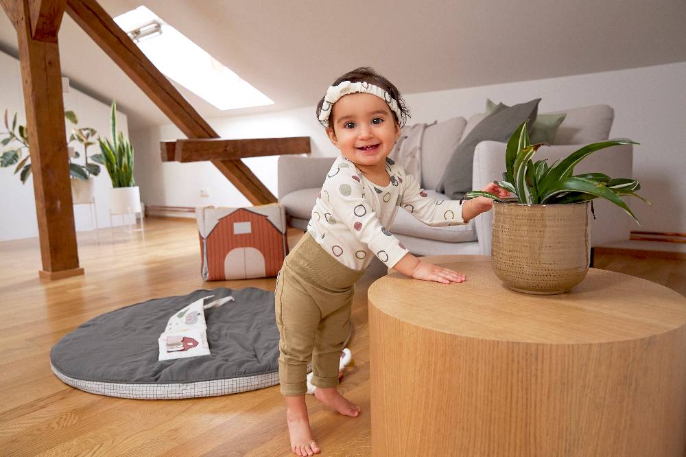 Lässig Baby Wickelbody kurzarm - Bio Baumwolle, Kreise, Beige Exklusive Angebote