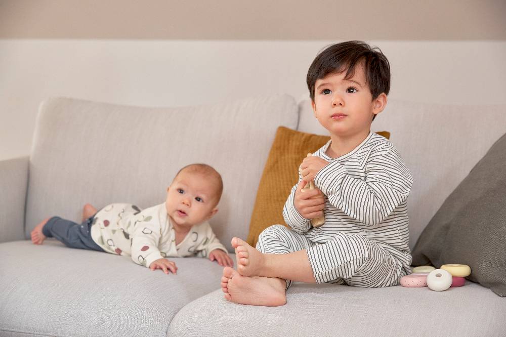Lässig Baby Langarmshirts - Bio Baumwolle, Striped, Grau Nur noch ein Tag übrig