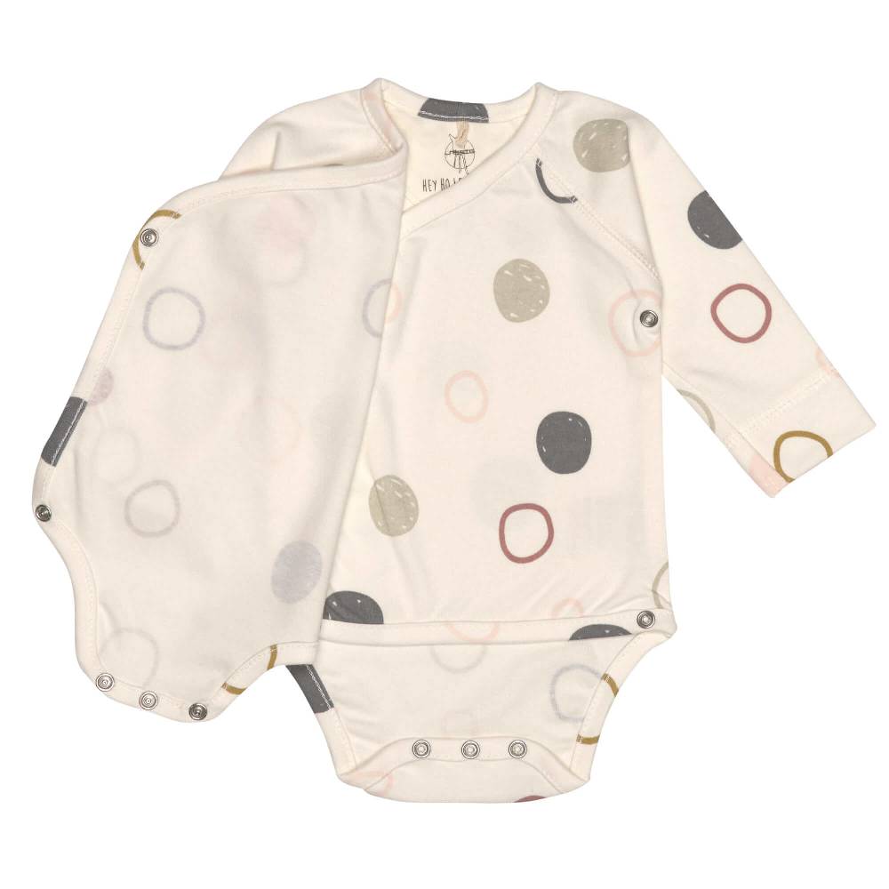 Lässig Baby Wickelbody langarm - Bio Baumwolle, Kreise, Beige 50% Rabatt mit kostenlosem Versand