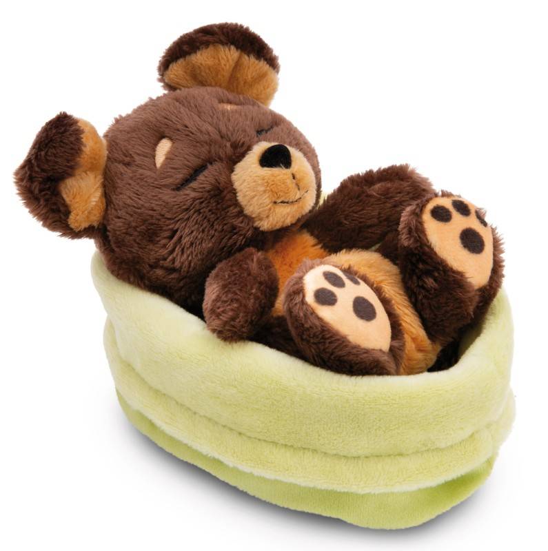 NICI Kuscheltier Sleeping Pets brauner Hund 12cm im grünen Körbchen NICI GREEN Saisonschlussverkauf