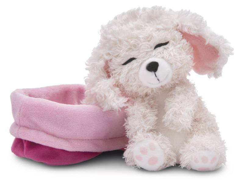 NICI Kuscheltier Sleeping Pets weißer Pudel 12cm im Körbchen NICI GREEN Black Friday
