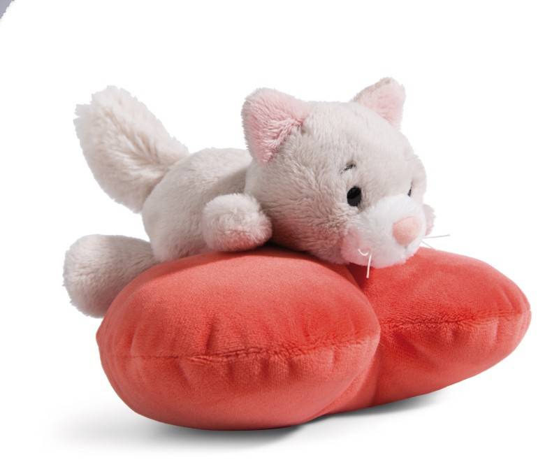 NICI Kuscheltier Love Katze auf Herz liegend NICI GREEN Nur für heute