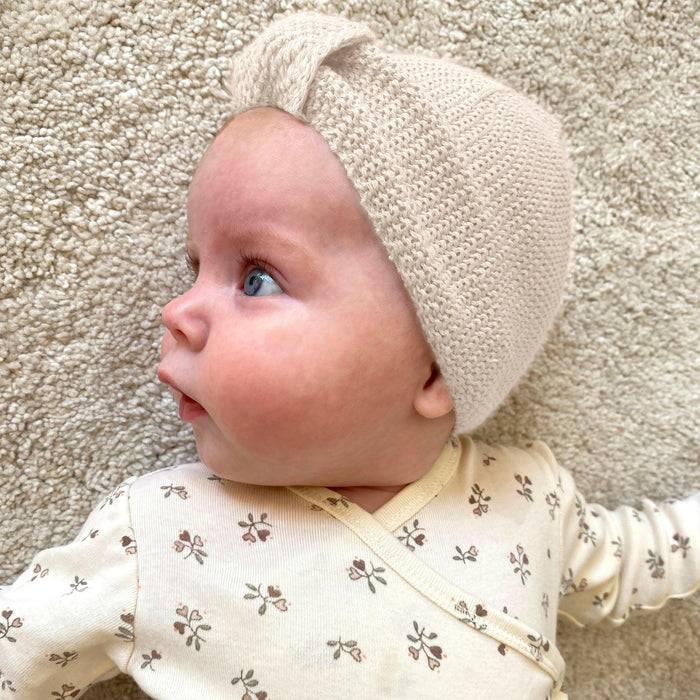 Nordic Coast Company Baby Mütze Turban Set Altrosa + Natur Clearance-Verkauf