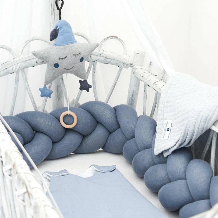 Nordic Coast Company Bettschlange geflochten Blau Strick 180cm Nur noch ein Tag übrig