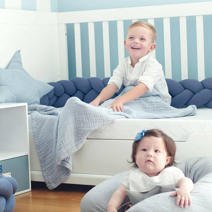 Nordic Coast Company Bettschlange geflochten Blau Jersey Super Rabatt