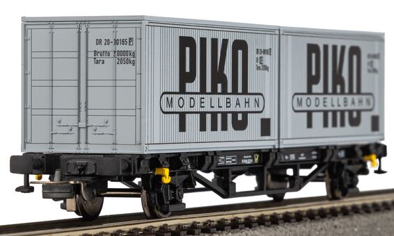 Piko Containertragwagen DR IV 2 x 20' Container "VEB PIKO" Artikelnummer: 27709 Schlussverkauf