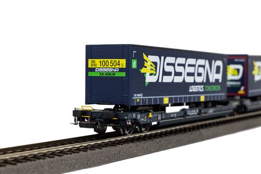 Piko Taschenwagen T3000e Cemat mit 2 "Dissegna" Trailern SBB VI Artikelnummer: 24600 Fabrikverkauf
