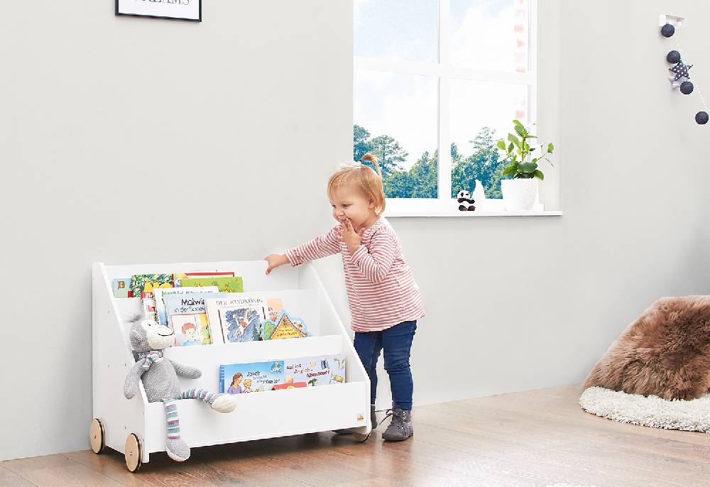 Pinolino Kinderbücherregal mit Rollen 'Lasse', weiß Muttertagsangebot