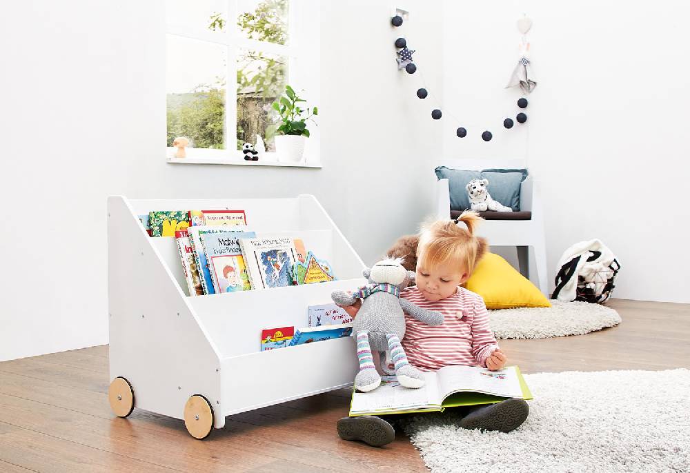 Pinolino Kinderbücherregal mit Rollen 'Lasse', weiß Muttertagsangebot