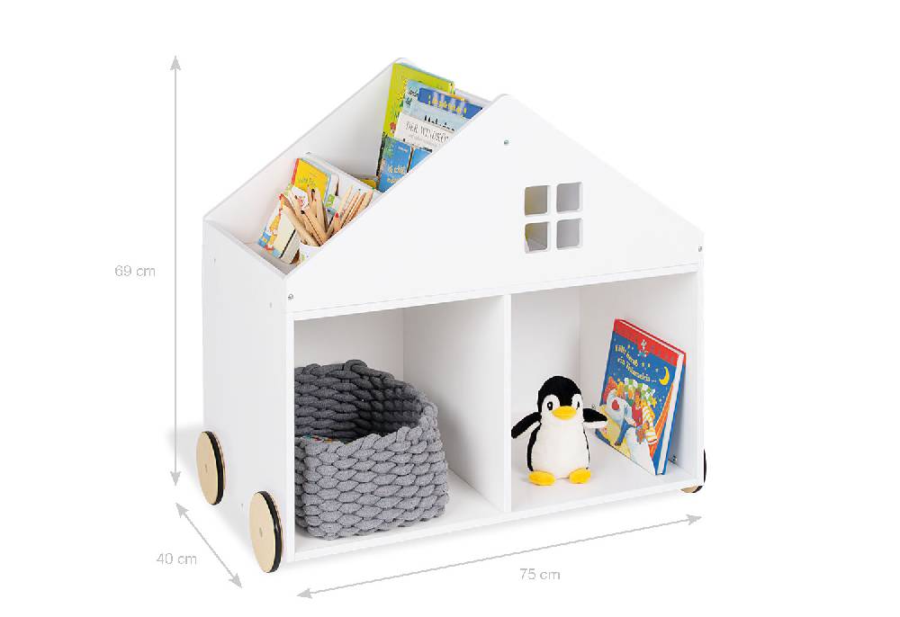 Pinolino Kinderbücherregal mit Rollen 'Hus', weiß Jubiläumsangebot