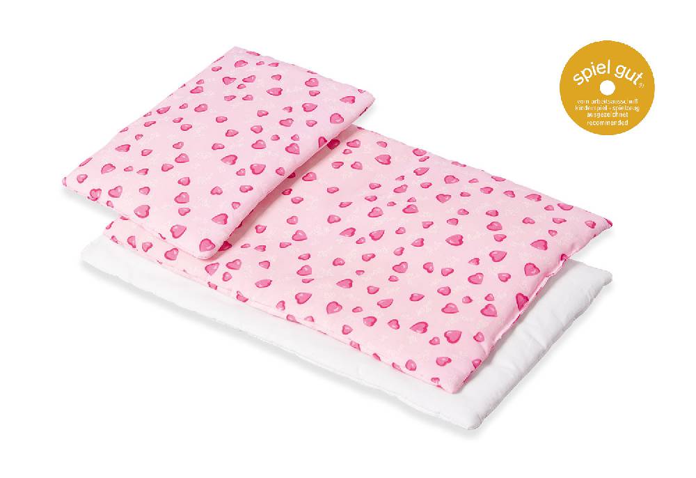 Pinolino Puppenbettzeug für Puppenbetten 'Herzchen', rosa, 3-tlg Vatertagsangebot