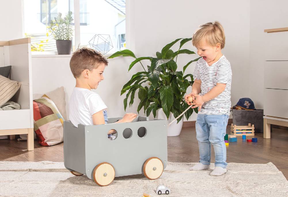 Pinolino Spielzeugkiste mit Rollen 'Jim', grau Online Outlet