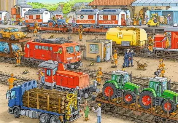 Ravensberger Matratzen Kinderpuzzle ab 4 Jahren - Trubel am Bahnhof - 24 Teile Begrenzte Freigabe