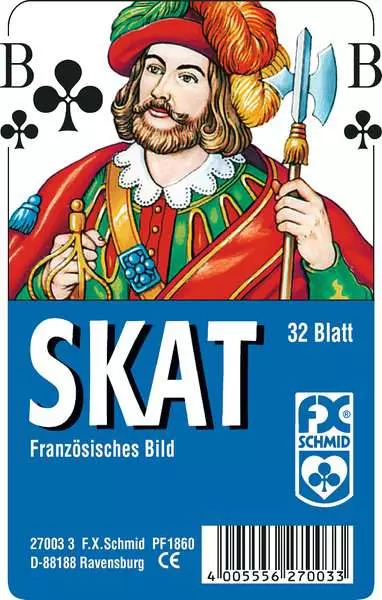 Ravensberger Matratzen Klassisches Skatspiel, Französisches Bild, 32 Karten in Klarsicht-Box - Kartenspiel ab 8 Jahren Top Angebot