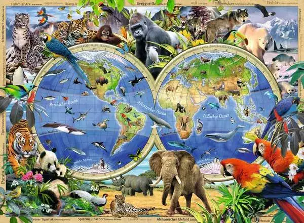 Ravensberger Matratzen Kinderpuzzle ab 6 Jahren - Tierisch um die Welt - 100 Teile Heißer Verkauf