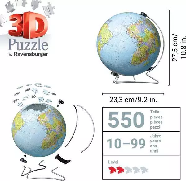 Ravensberger Matratzen 3D Puzzle Ball Globus in deutscher Sprache Große Rabatte