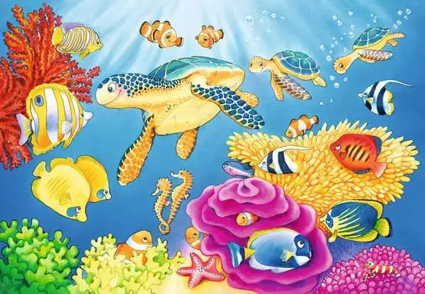 Ravensberger Matratzen Kinderpuzzle ab 4 Jahren - Kunterbunte Unterwasserwelt - 24 Teile Lagerräumung