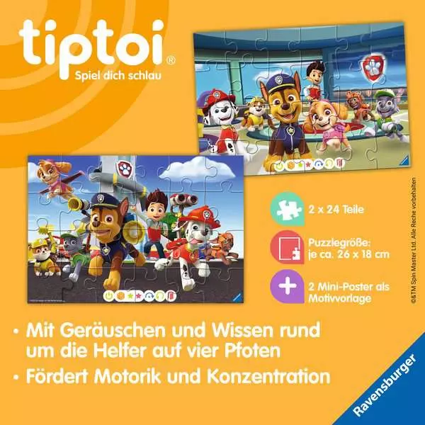 Ravensberger Matratzen Kinderpuzzle ab 4 Jahren - tiptoi® Puzzle für kleine Entdecker: Paw Patrol - 24 Teile Letzte 3 Tage