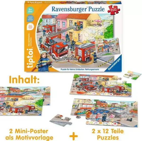 Ravensberger Matratzen Kinderpuzzle ab 3 Jahren - tiptoi® Puzzle für kleine Entdecker: Rettungseinsatz - 12 Teile Super Rabatt