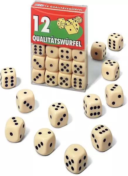 Ravensberger Matratzen 12 Qualitätswürfel in Klarsichtbox - Würfelspiel ab 8 Jahren Discount Store für neue Produkte