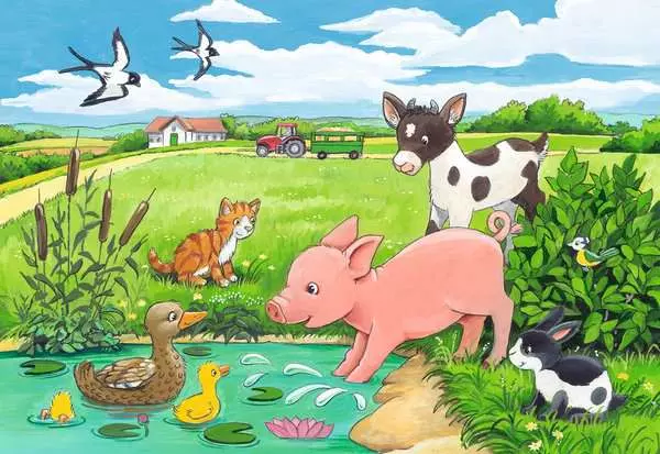 Ravensberger Matratzen Kinderpuzzle ab 3 Jahren - Tierkinder auf dem Land - 12 Teile Kostenloser Versand international