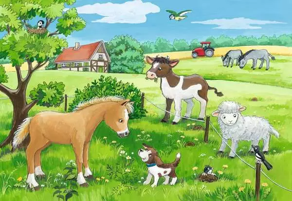Ravensberger Matratzen Kinderpuzzle ab 3 Jahren - Tierkinder auf dem Land - 12 Teile Kostenloser Versand international