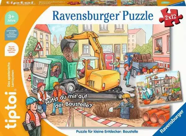 Ravensberger Matratzen Kinderpuzzle ab 3 Jahren - tiptoi® Puzzle für kleine Entdecker: Baustelle - 12 Teile Großer Ausverkauf