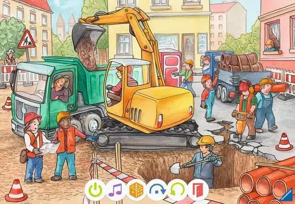 Ravensberger Matratzen Kinderpuzzle ab 3 Jahren - tiptoi® Puzzle für kleine Entdecker: Baustelle - 12 Teile Großer Ausverkauf