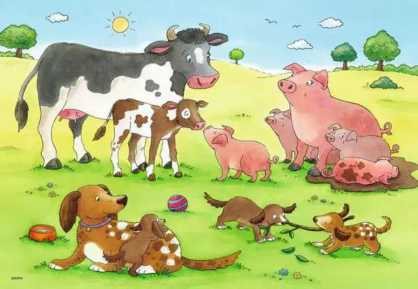 Ravensberger Matratzen Kinderpuzzle ab 3 Jahren - Glückliche Tierfamilien - 12 Teile 2025