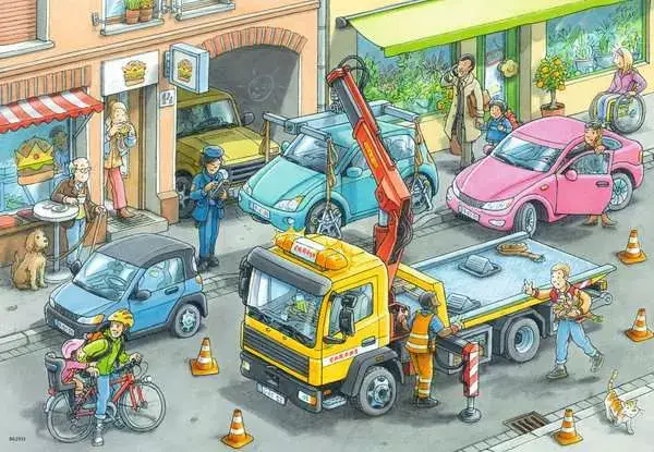 Ravensberger Matratzen Kinderpuzzle ab 4 Jahren - Müllabfuhr und Abschleppwagen - 24 Teile Kostenloser Versand