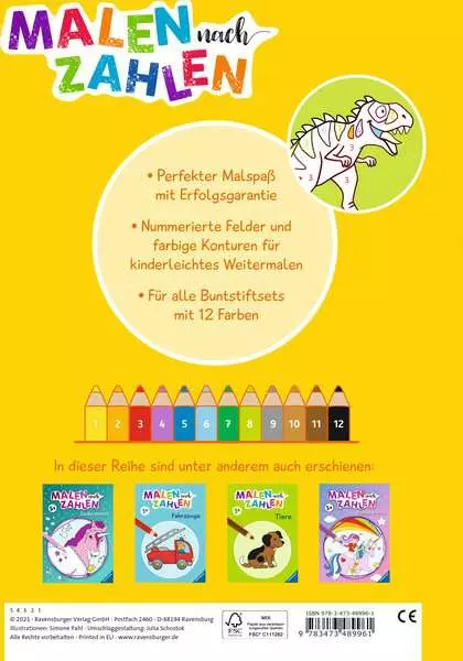 Ravensberger Matratzen Malen nach Zahlen ab 3: Dinosaurier Super Sparpreis