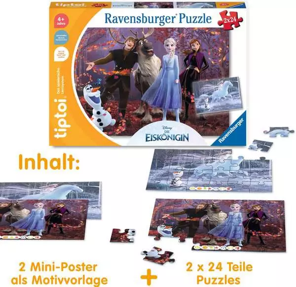 Ravensberger Matratzen Kinderpuzzle ab 4 Jahren - tiptoi® Puzzle für kleine Entdecker: Disney Die Eiskönigin - 24 Teile Vierteljährliche Förderung