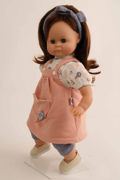 Schildkröt Manufaktur Puppe Schlummerle 37 cm braune Haare, blaue Schlafaugen, Kleidung rose/weiss/bleu Online Shopping