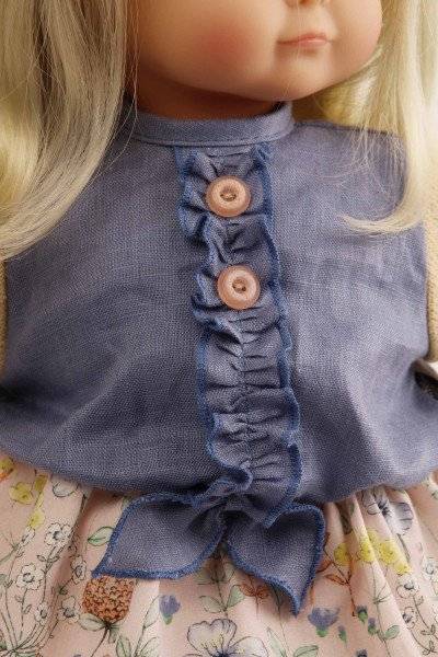 Schildkröt Manufaktur Puppe Schlummerle 37 cm blonde Haare, blaue Schlafaugen, Blumenkleidung rose/bleu Saisonschlussverkauf