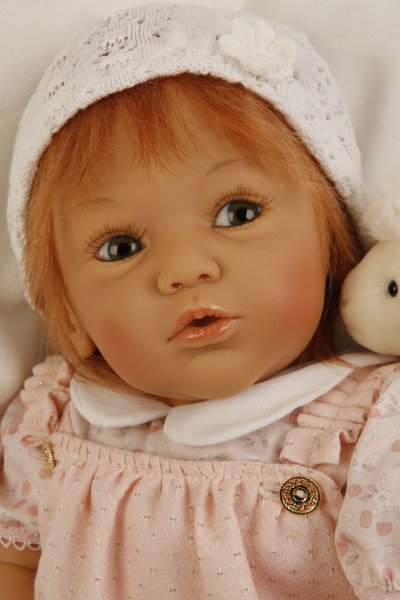 Schildkröt Manufaktur Puppe Rosalie 50 cm von Gudrun Legler, rote Haare, Kleidung rose/weiss Online Outlet