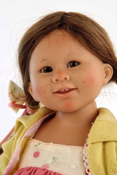 Schildkröt Manufaktur Puppe Müller-Wichtel Rosi 30 cm braune Haare, Sommerkleid pink/gelb Auslauf