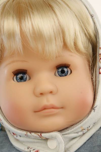 Schildkröt Manufaktur Puppe Hanni 45 cm blonde Haare, blaue Schlafaugen, Kleidung rose/blau/mint Kostenloser Versand