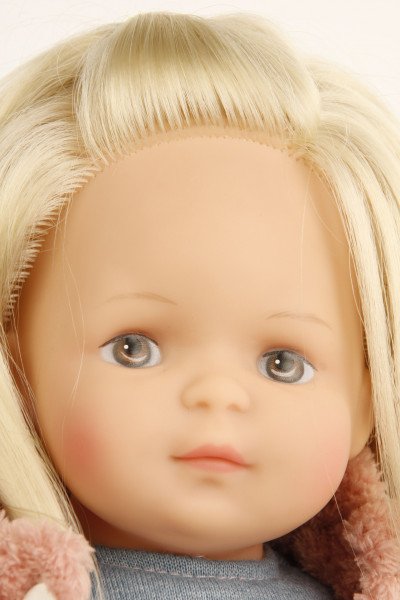 Schildkröt Manufaktur Puppe Strampelchen 37 blonde Haare, braune Malaugen, Winterkleidung Großer Ausverkauf