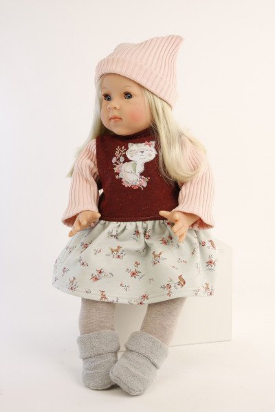 Schildkröt Manufaktur Puppe Elli 52 cm blonde Haare, blaue Schlafaugen, Kleidung winterlich Sonderangebote