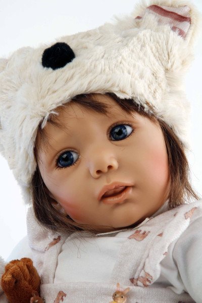 Schildkröt Manufaktur Baby Jolina 50 cm von Karola Wegerich braune Haare, Kleidung rose/weiss Begrenzte Freigabe