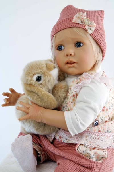 Schildkröt Manufaktur Baby Jolina 50 cm von Karola Wegerich blonde Haare, Kleidung apricot/weiss-Copy Letzte 3 Tage