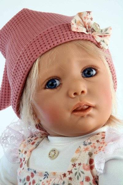 Schildkröt Manufaktur Baby Jolina 50 cm von Karola Wegerich blonde Haare, Kleidung apricot/weiss-Copy Letzte 3 Tage