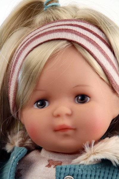 Schildkröt Manufaktur Puppe Strampelchen 37 blonde Haare, braune Malaugen, Winterkleidung rose/petrol JETZT KAUFEN