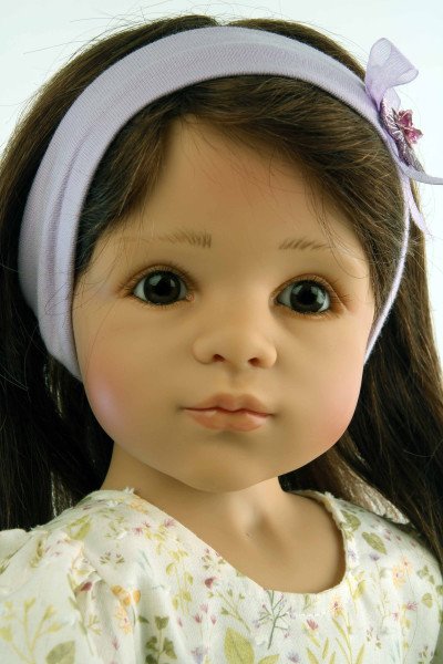 Schildkröt Manufaktur Puppe Alina stehend 64 cm von Sieglinde Frieske, Blumenkleid weiss/grün/lila Online Outlet
